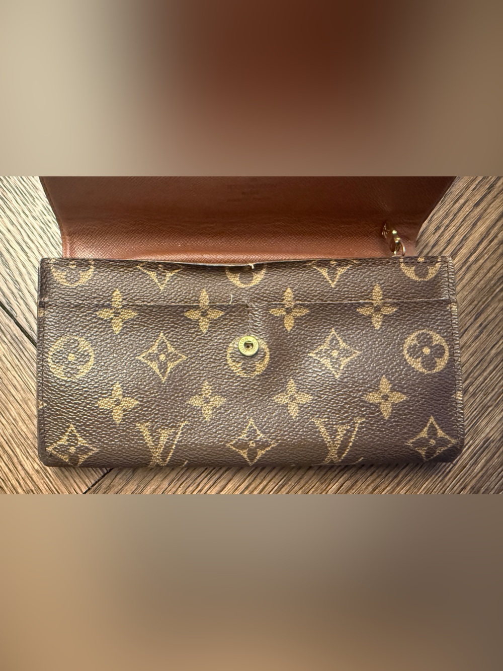 Vintage Louis Vuitton Brown Monogram Wallet/Crossbody with Gold Chain with COA - Picture 14 of 14